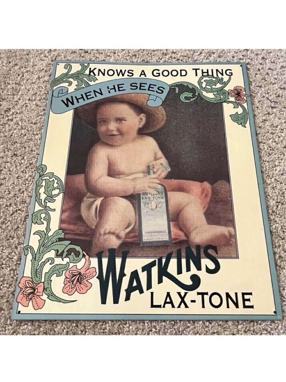 J.R Watkins Co. Lax-Tone Sign Advertisement Poster Vintage Decor Metal Winona MN